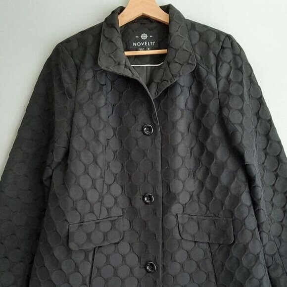 NOVELTI / Textural Tonal Polka Dot Fabric Modern Coat Jacket Sz 8 - Picture 2 of 13